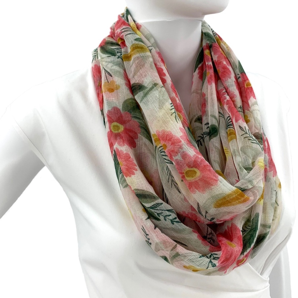LUCKY STAR NEW Infinity Scarf Multi Floral Sheer